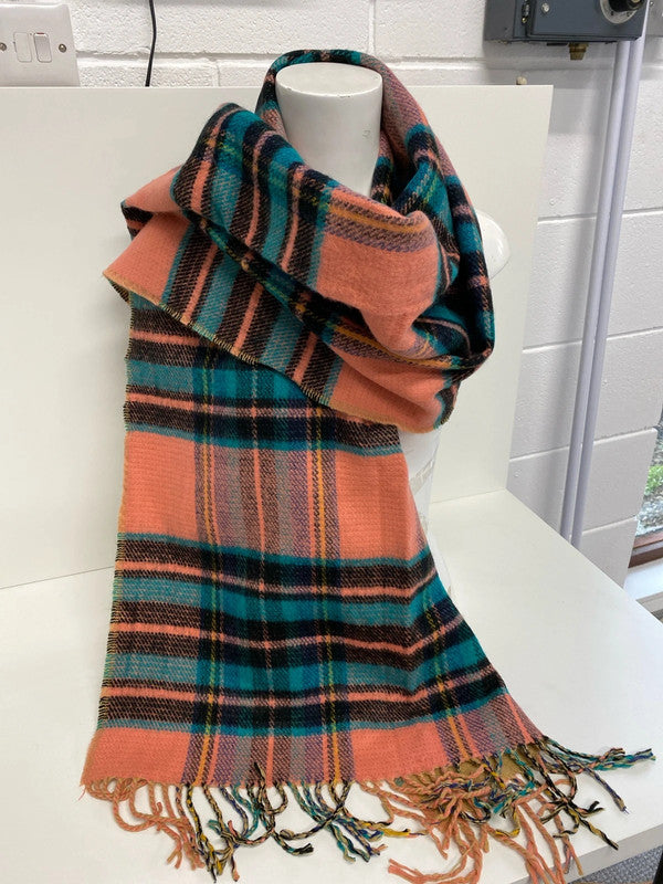 Fabulous bright check scarf two tone & caramel large scarf River Island KM004