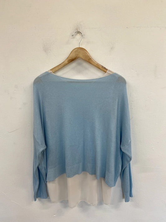 Made In Italy Stylish Blue & White Layered Jumper & Cami Set Size M WLH01