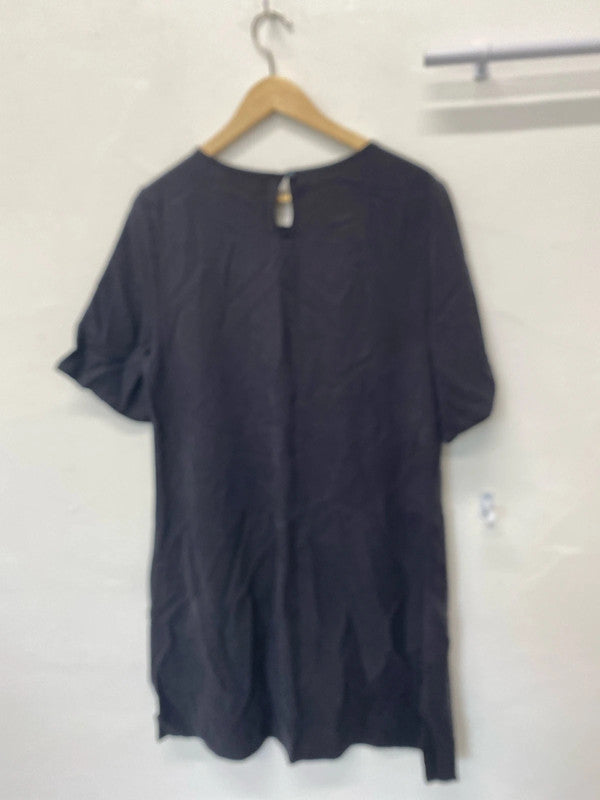 Stunning Viz a Viz slinky tunic top with pockets navy / charcoal grey UkS MM005