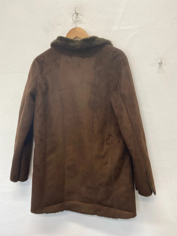 Fabulous Vintage Wallis faux Fur chocolate shearling coat Y2K UkM MW001