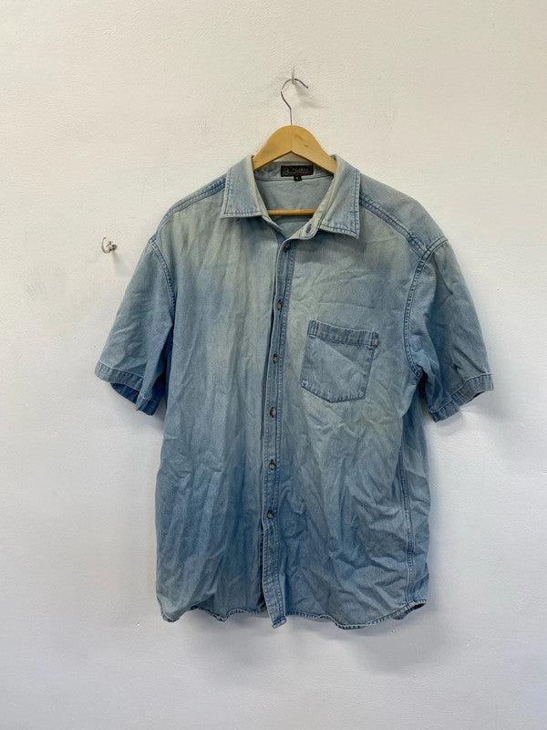 Fabulous PG Field short sleeve light wash denim shirt size L KD001