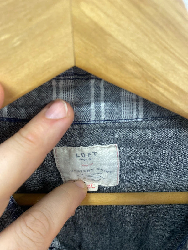 Classic Loft western shirt grey navy super soft cowboy feel XL FE001