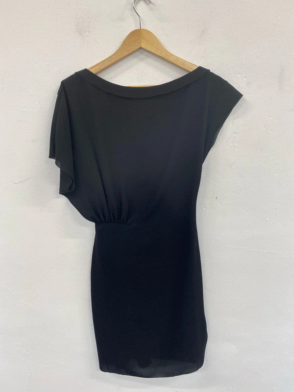 Reiss Elegant Yen Black Asymmetric Mini Dress UK 6 SD002