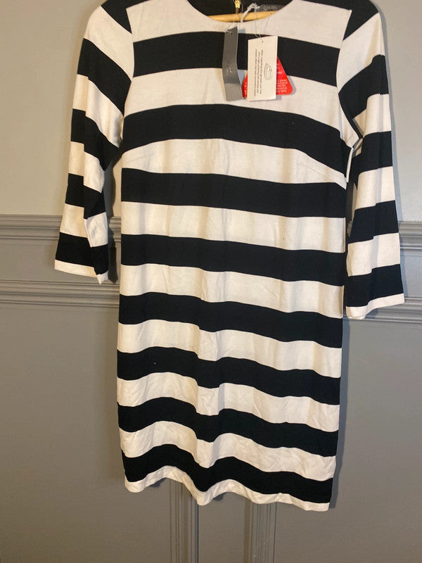 Fabulous Dress by South New Black & White Gold Zip Uk10 LB001