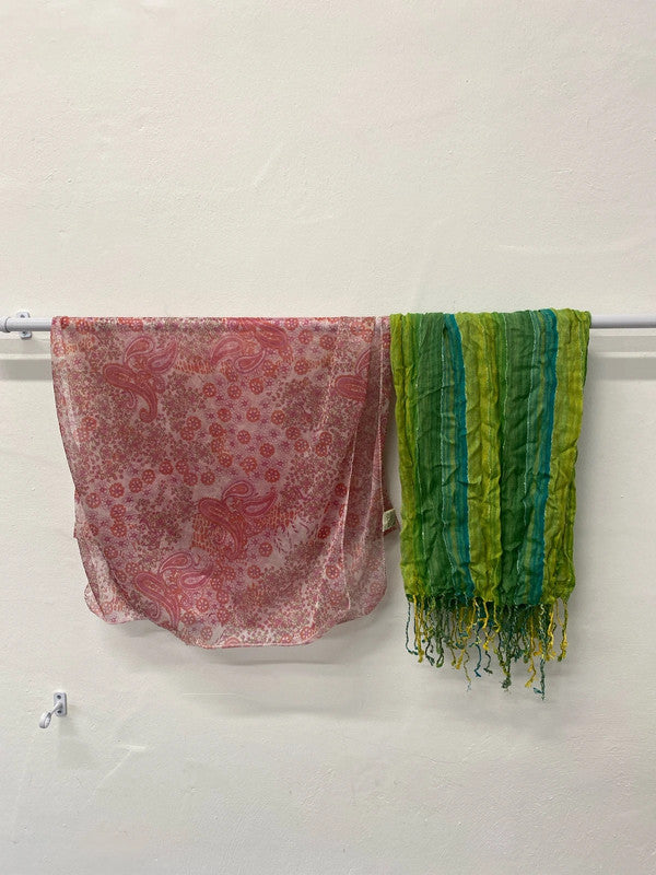 Stylish Pink & Green Scarves Duo Unbranded #54 NC001