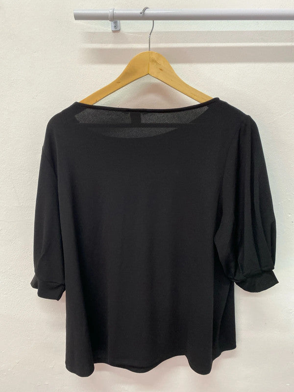 Fabulous Black blouse slight puff sleeve UkXL H&M IM001