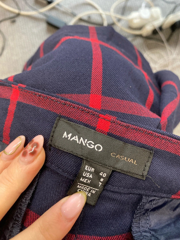 Stunning mango navy red checkered shorts UK 12 JM005