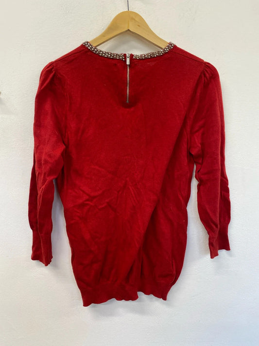 Lovely Next red sweatshirt with quarter zip on the back uk 12 KD001