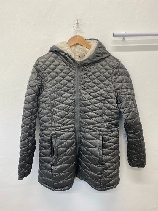 Fabulous Steve Madden silver quilted puffer jacket faux fur lining UkL (16) MW001