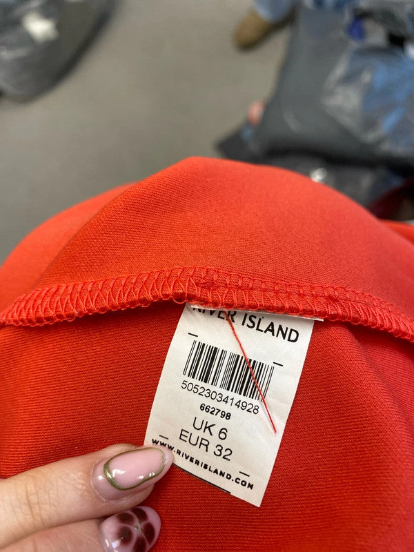 Lovely river island strapless coral pencil dress UK 6 HDR01