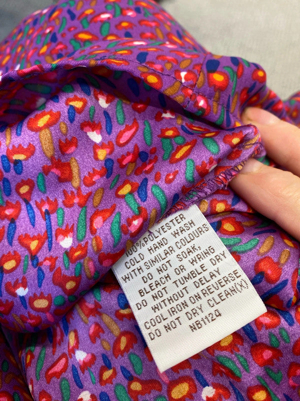 Fabulous Barkins purple ditsy slinky summer dress Uk8 JM005