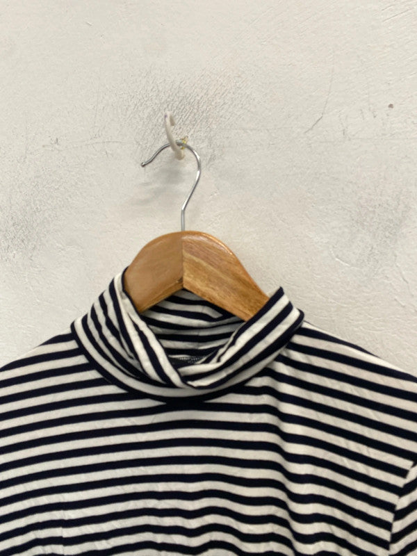 Lovely Isabella Oliver black white stripe high neck maternity dress UK 14 NN001