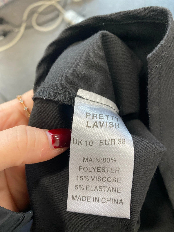 Gorgeous pretty lavish black top cute UK 10 CJ001