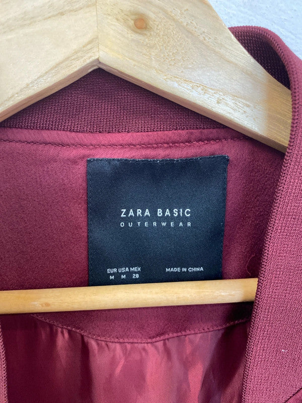 Zara Chic Burgundy Bomber Jacket Size M CJ001