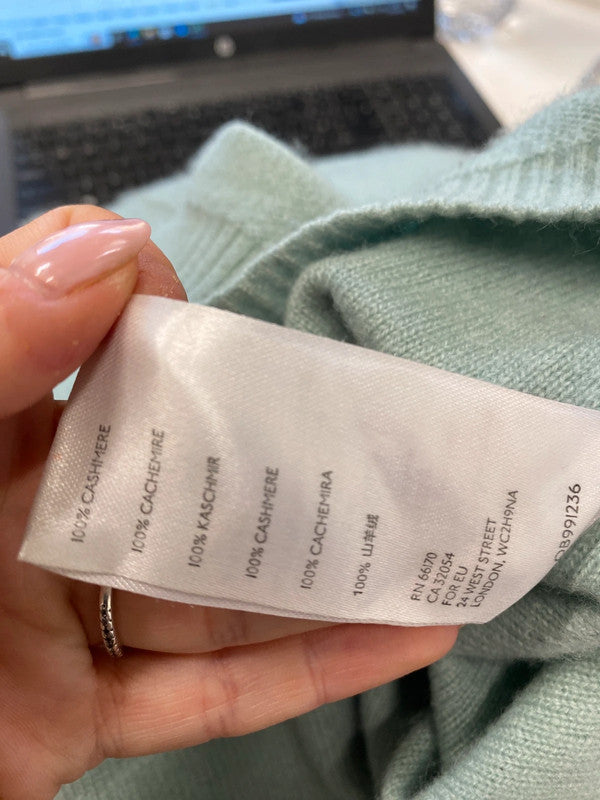 Lovely Free People Mint Cashmere Jumper High Neck UK XS RF001