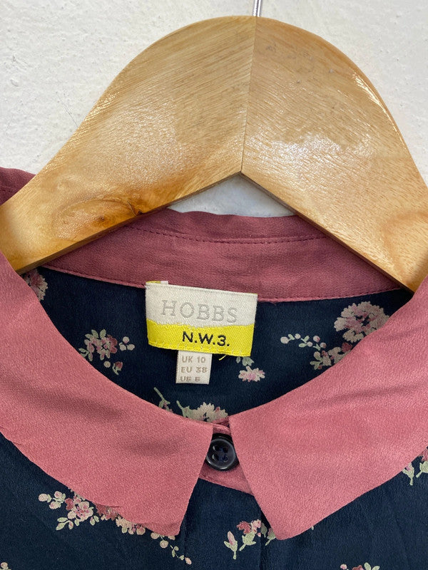 Hobbs Stylish Navy Floral Pattern A-line Shirt Dress UK 10 WLH01