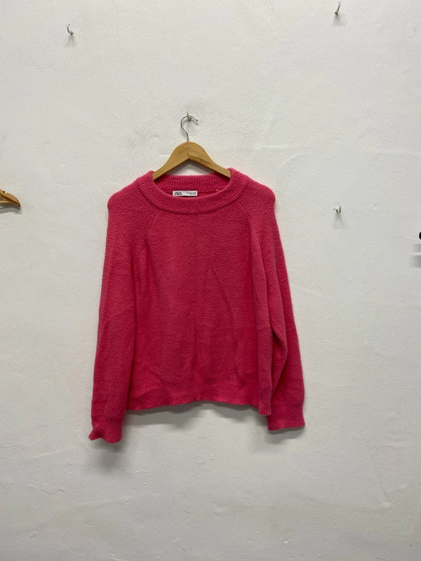 Fabulous Grapefruit Pink soft fluffy jumper UkM Zara spring fun KS002