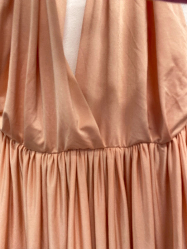 Fabulous Eliza & Ethan peach maxi dress with boob modesty tube Uk14-20 CR002