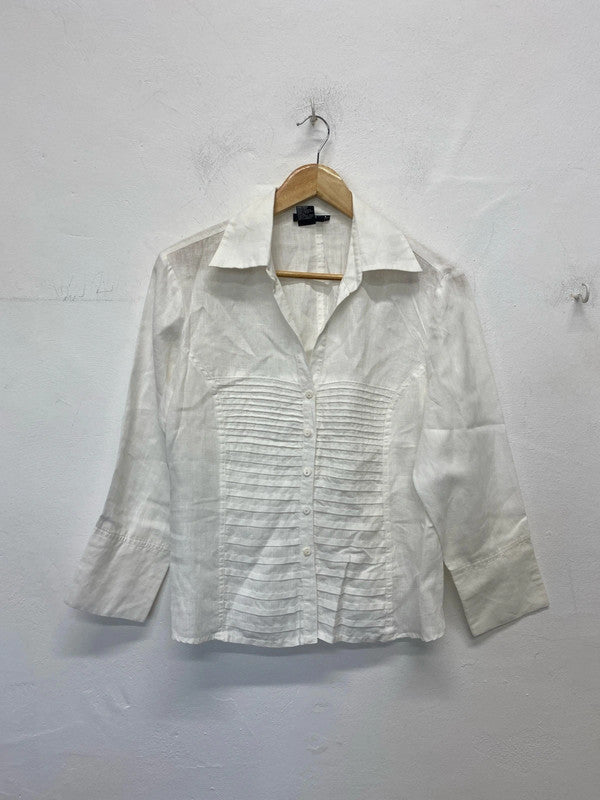 Tracy M Stylish Ivory Linen Shirt Size L KM005