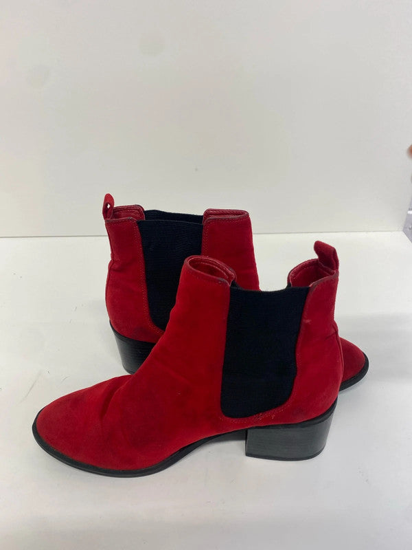 Fab M&S Insolia Red faux Suede ankle boots block heel UK6 SG090