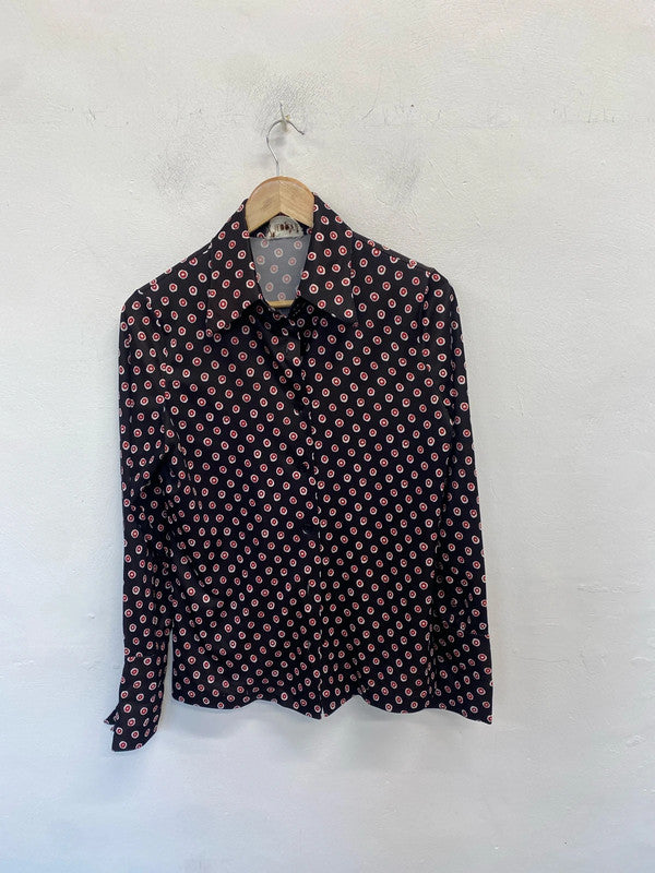 Lovely puccini vintage black red spotted shirt long sleeve measured size LH002