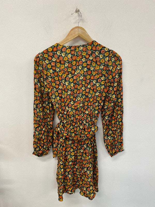 Warehouse Gorgeous Field Of Daisies Belted Mini Dress UK 8 KM004