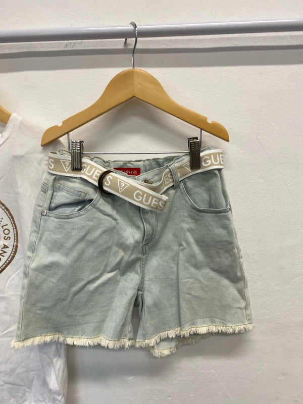 Lovely girls guess clothing duo T-shirt shorts belt UK age 12 #9 SD001