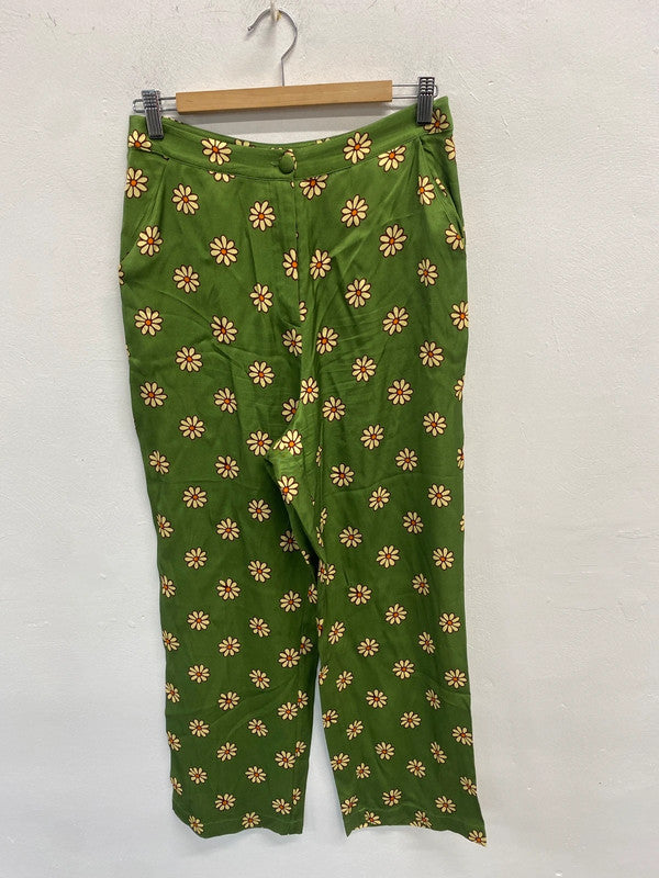 Stunning kitri green daisy trousers UK 12 SS002