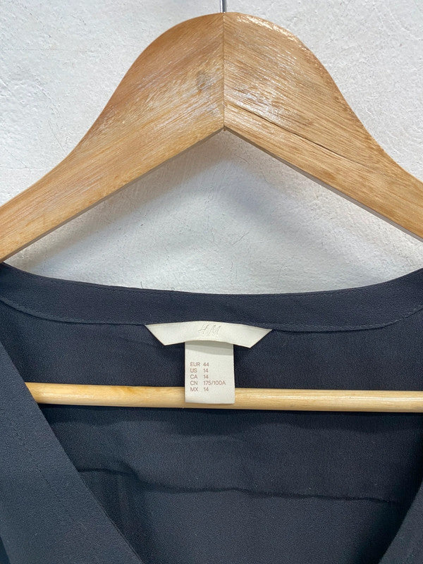 Lovely H&M black semi sheer blouse UK 16 KM003