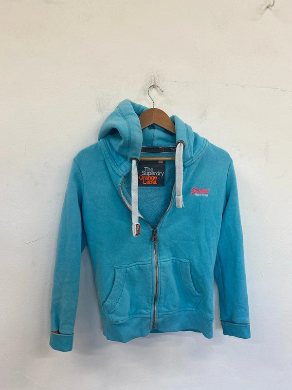 Superdry Sporty Turquoise Zip Thru Hoodie Size XS GK002