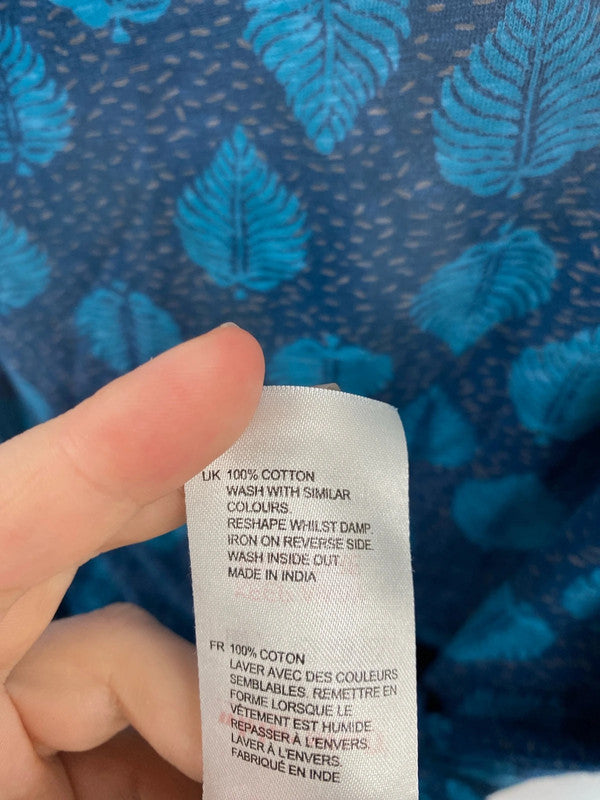 White Stuff Fabulous Sea Green Leafy Pattern Cowl Neck Tunic UK 12 MM005