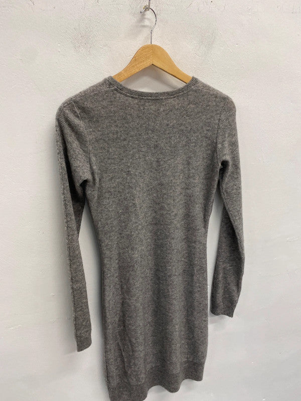 Lovely clements ribero grey sparkle jumper dress cash wool blend UK M AG006