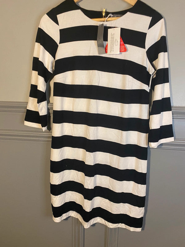 Fabulous Dress by South New Black & White Gold Zip Uk10 LB001