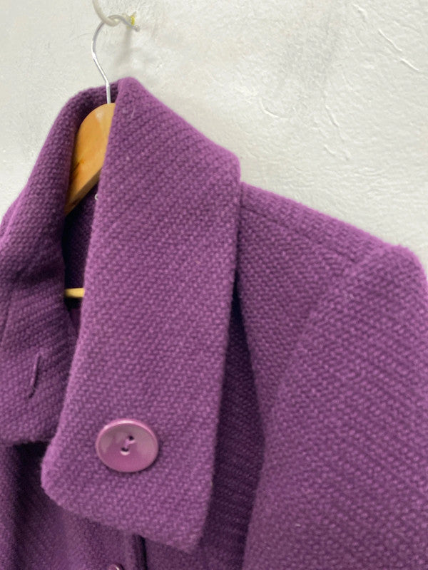 Fabulous Long Tall Sally Prune purple wool blend coat Formal or fun Uk10 KD001
