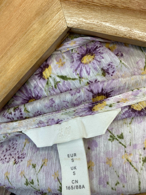 Fabulous H&M lilac flora wrap top lightweight fabric UkS JB001