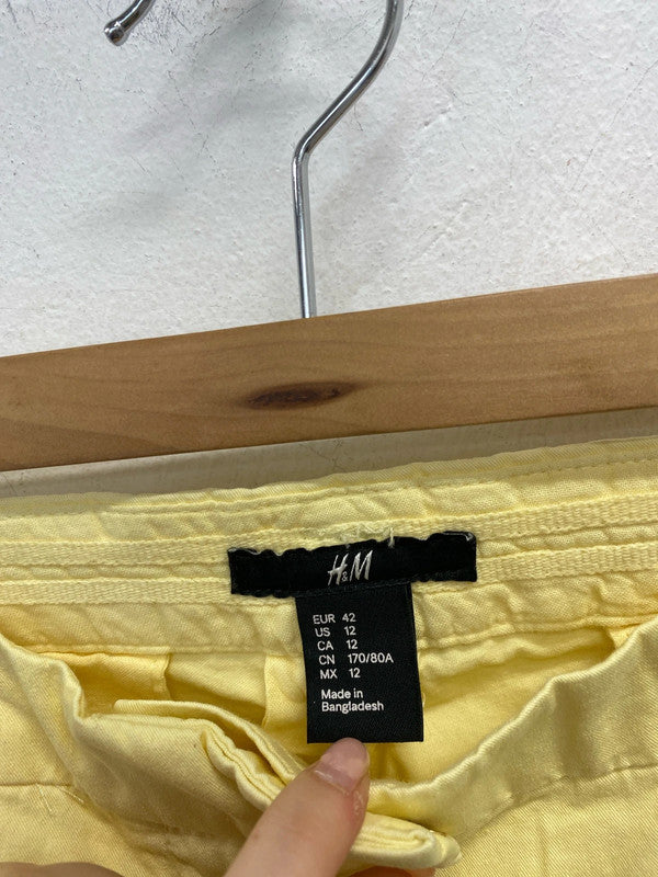 Lovely H&M yellow pastel cropped trousers UK 14 KM003
