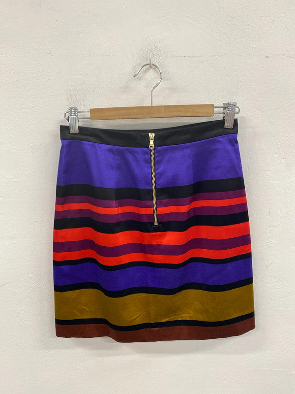 River Island Fabulous Colourblock Stripe Satin Mini Skirt UK 8 AG006