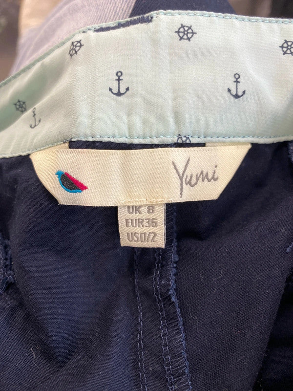 Yumi Chic Navy Straight Leg Trousers UK 8 AG006