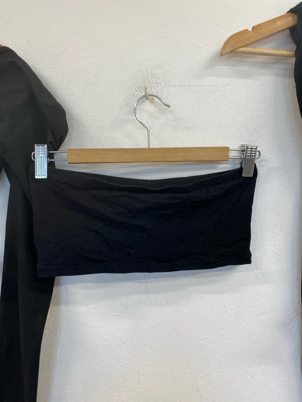 Boohoo New Look Shein Chic Black Tops Trio UK 8-10 #22 LK009