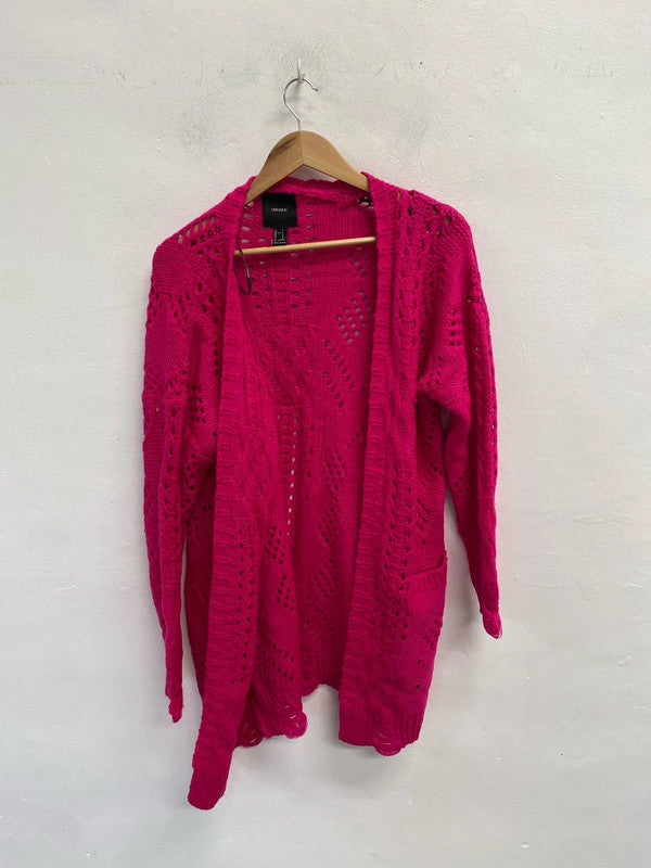 Lovely forever 21 pink knit crochet cardigan UK S HA001