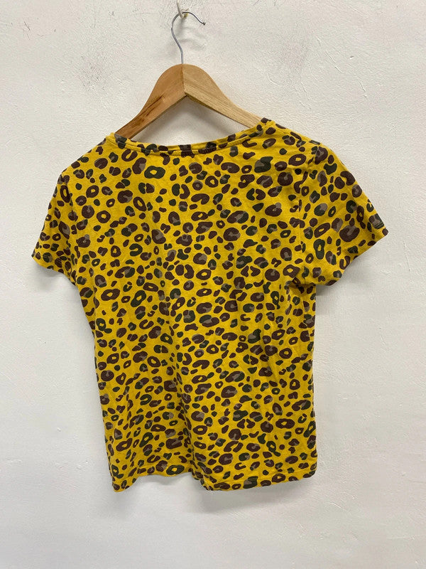 Fab Y2K yellow leopard T shirt Uk12 principles KD001