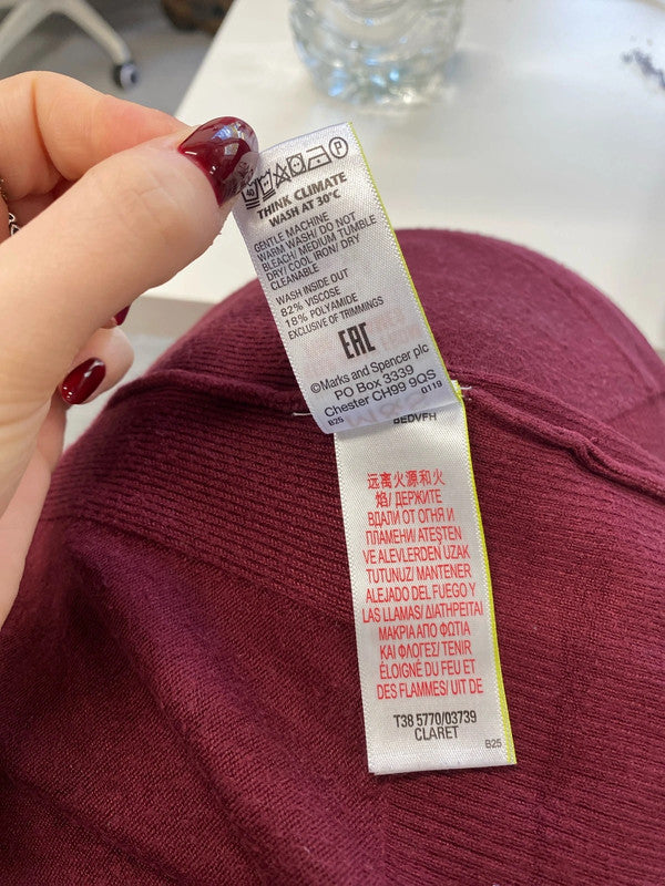 Lovely burgundy m&s longline cardigan UK S WLH01