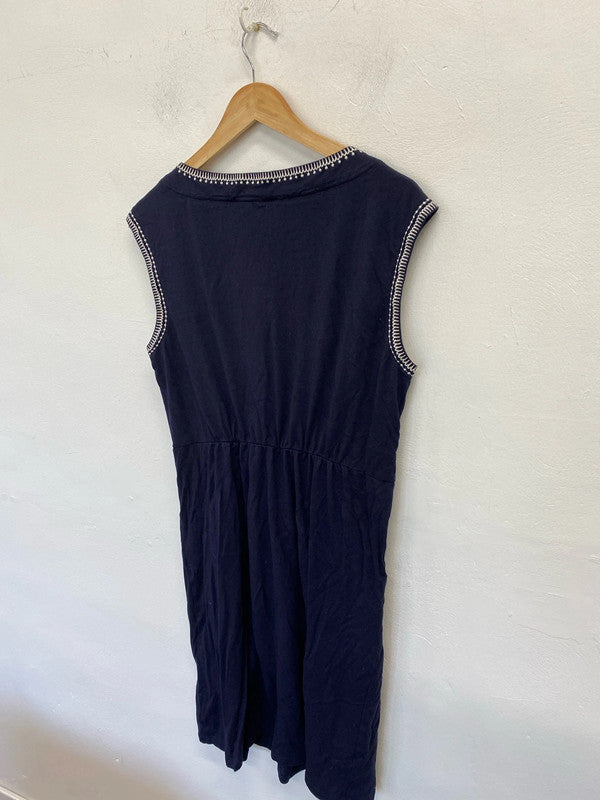 Fabulous Boden navy embroidered jersey dress Uk14 L KN003