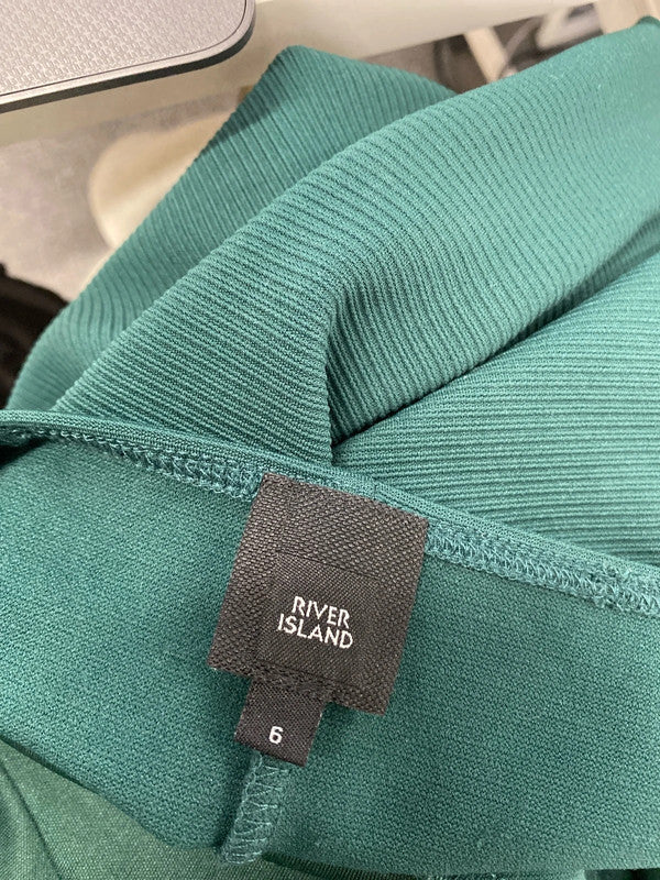 Stunning river island midi split Forrest green dress UK 6 YTH01