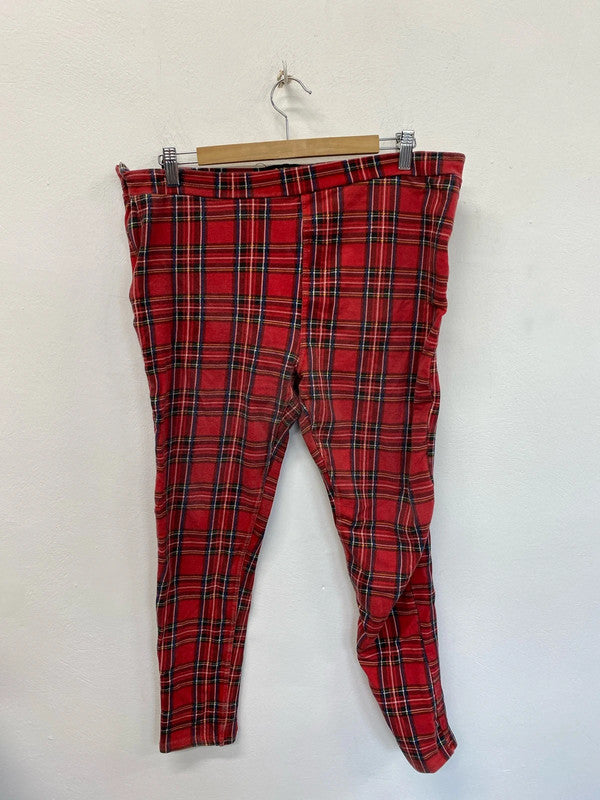 Fabulous Tartan Y2K Goldigga red leggings Uk16 NC001