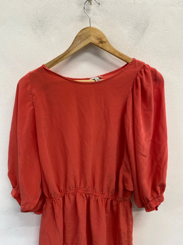 Gorgeous coral pink Tegan silk beach dress UK 12 KN003