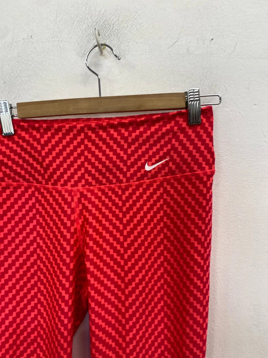 Lovely Nike dri fit coral geometrical cropped leggings UK S GK002