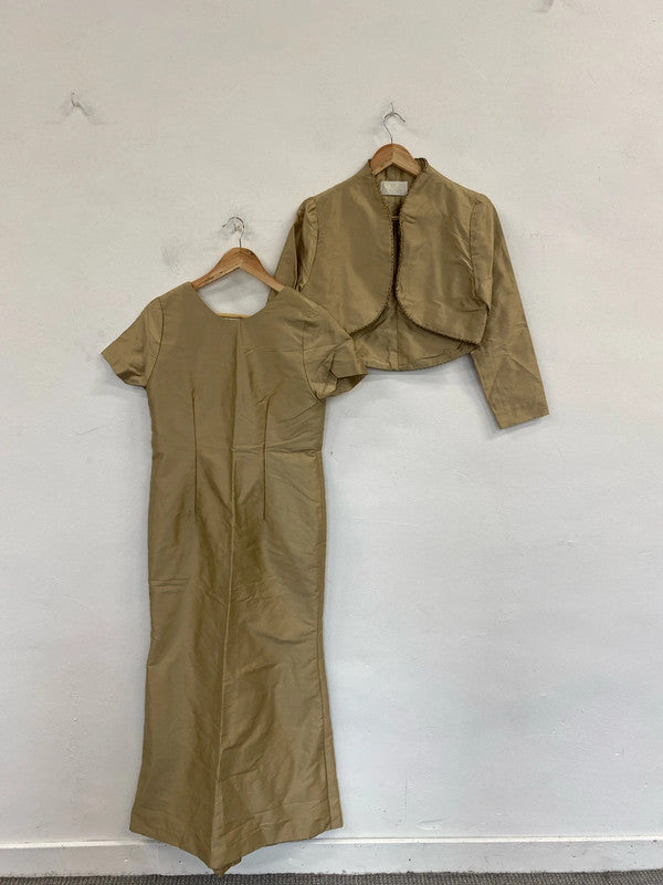 Mistys Vintage 80s Gold Mother of the Bride Dress & Bolero UK 10-12 MM005