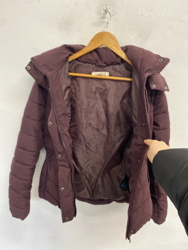 Fabulous h&m burgundy puffer jacket with hood UK 8 JH001