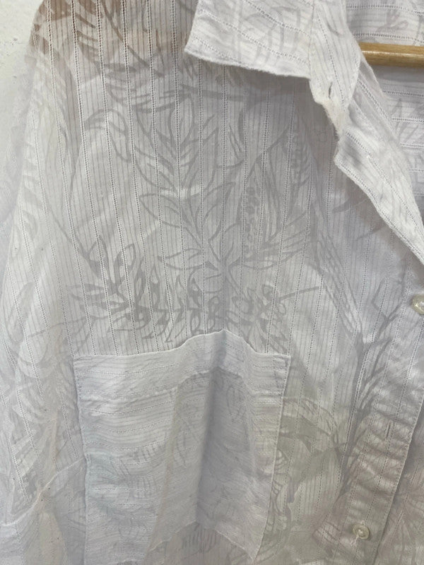 Per Una Boho Sheer White Botanical Pattern Shirt UK 22 LK006